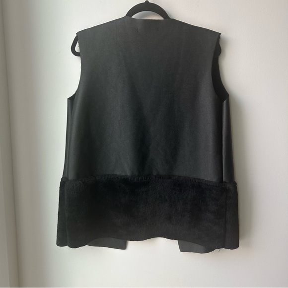 ITALIAN VEST FAUX LEATHER FAUX FUR BLACK - Picture 5 of 9